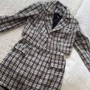 Women's Black and White Tweed Jacket